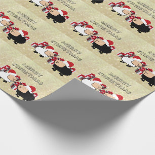 Papel De Presente Cartografia de Papais noeis de Natal engraçada
