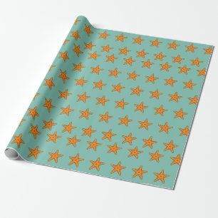 Papel De Presente Cartografia de Starfish Laranja-Corte