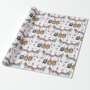 Papel De Presente Cartoon Animal Birthday Wrappaper   Presente Bonit