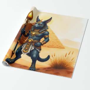 Papel De Presente Cartoon Anubis - Deus Egípcio do Pós-Vida