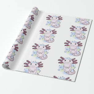 Papel De Presente Cartoon axolotel rosa adorável