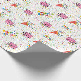 Papel De Presente Cartoon Birthday Celebration Wrapper Paper