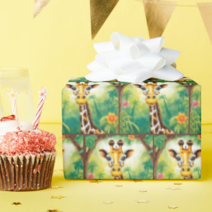 Papel De Presente Cartoon Birthday Giraffe