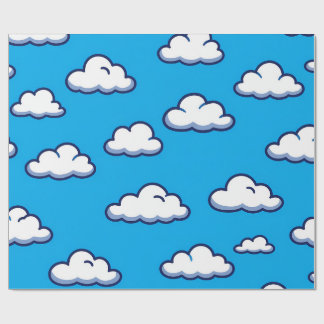 Papel De Presente Cartoon Cloud Pattern – Seamless Sky Design