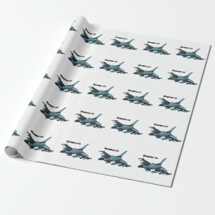 Papel De Presente Cartoon de avião de combate militar