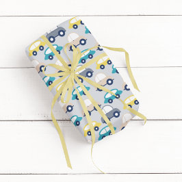 Papel De Presente Cartoon de Carros vintage Multicolores