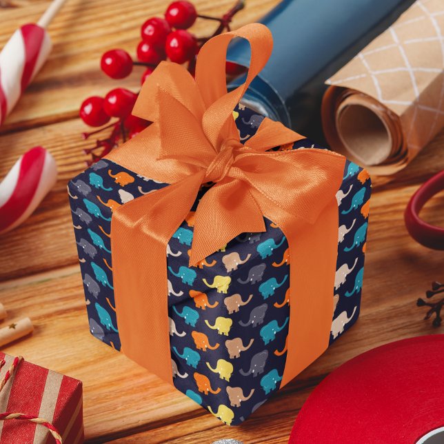 Papel De Presente Cartoon de Elefante Multicoloração (elephant cartoon birthday packing gift wrap,gift wrapping paper,return gift wrap paper,paper gift)