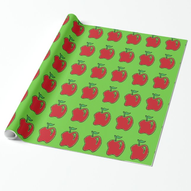 Papel De Presente Cartoon de Fruta de Maçã Vermelha desenhada à mão (Desenrolado)