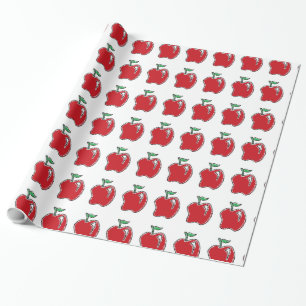 Papel De Presente Cartoon de Fruta de Maçã Vermelha desenhada à mão