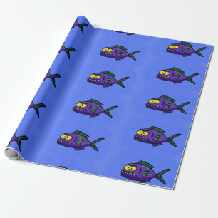 Papel De Presente Cartoon de peixe Piranha