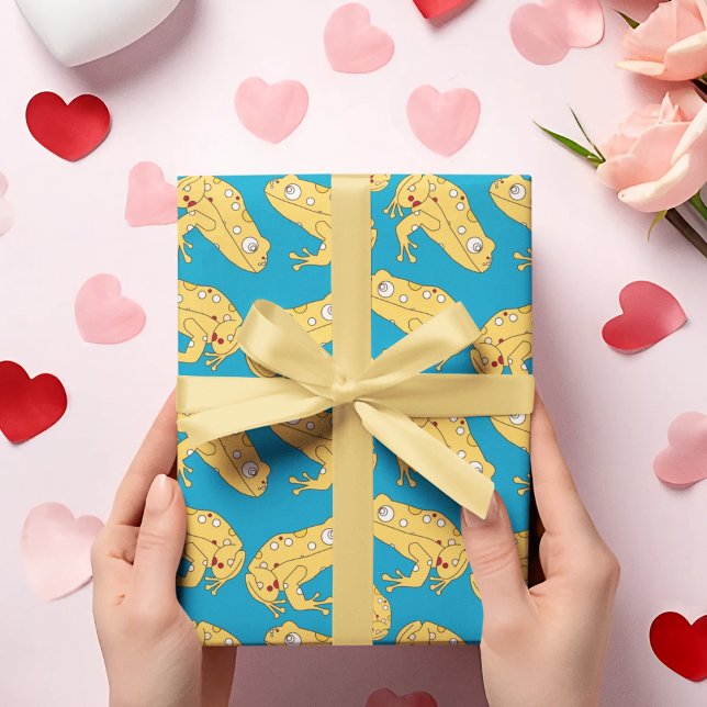 Papel De Presente Cartoon de Sapo amarelo (yellow frog birthday packing gift wrap,gift wrapping paper,return gift wrap paper,paper gift)