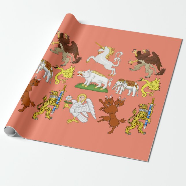 Papel De Presente Cartoon Fantasy Beasts e criaturas Arte (Desenrolado)