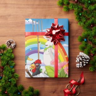Papel De Presente Cartoon Farm Animal. Editável