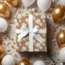 Papel De Presente Cartoon Fox Multcolor