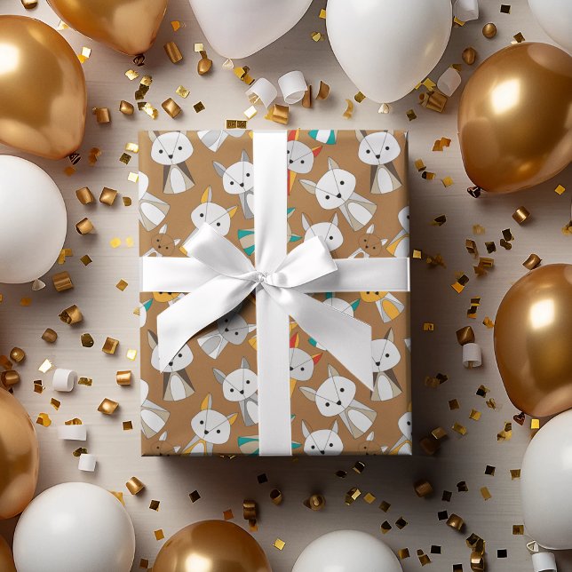 Papel De Presente Cartoon Fox Multcolor (wild animal fox birthday packing gift wrap,gift wrapping paper,return gift wrap paper,paper gift)