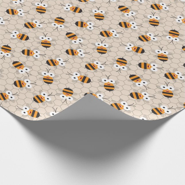 Papel De Presente Cartoon Funny Honey Bee Honeycomb Padrão (Ponta)