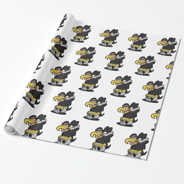 Papel De Presente Cartoon Griffon Vulture | escolher cor de fundo (Desenrolado)