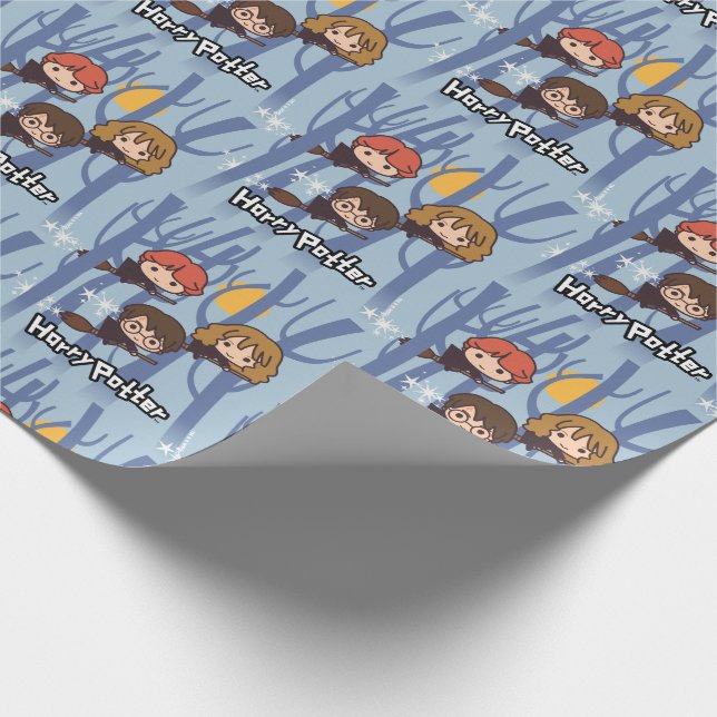 Papel De Presente Cartoon Harry, Ron E Hermione Voando Em Woods (Ponta)