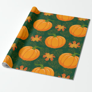 Papel De Presente Cartoon laranja Pumpkin e Autumn mapeando