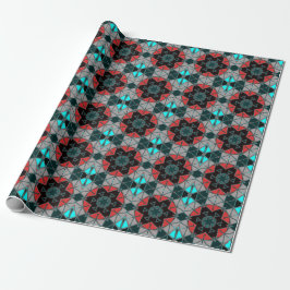 Papel De Presente Cartoon Mandala Blue Red and Black