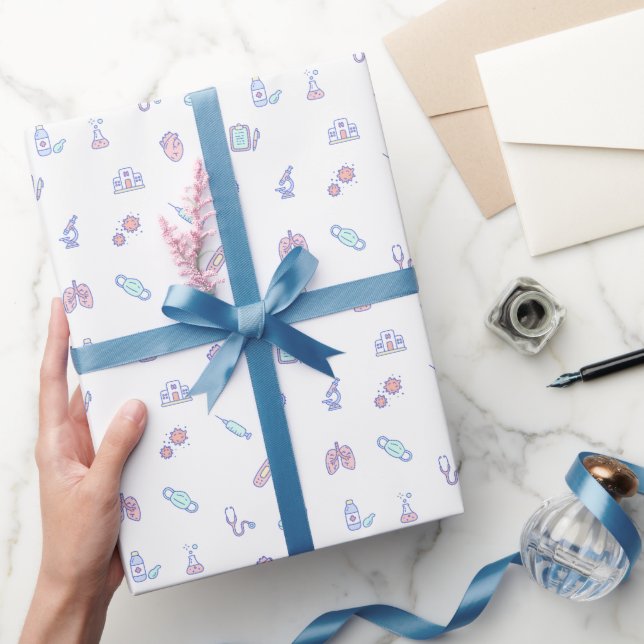 Papel De Presente Cartoon médico bonito doodles de enfermagem (Presentear)