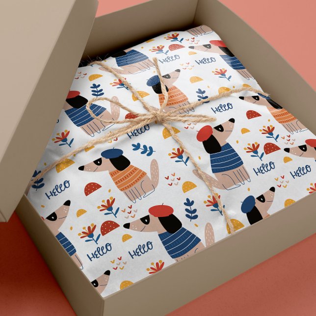 Papel De Presente Cartoon Olá cão - papel de embalagem de padrões se (Criador carregado)