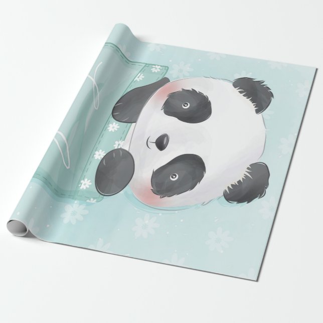 Papel De Presente Cartoon Panda | Foguete De Panda (Desenrolado)