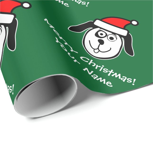 Papel De Presente Cartoon personalizado de cachorro do Papai Noel (Ponta do rolo)