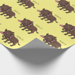 Papel De Presente Cartoon selvagem e flores