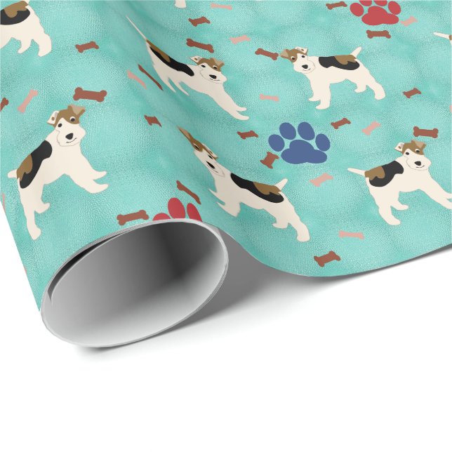 Papel De Presente Cartoon Wire Fox Terrier (Ponta do rolo)