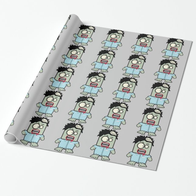 Papel De Presente Cartoon ZOMBIE Personalizado (Desenrolado)