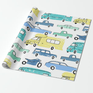 Papel De Presente Cartoons urbanos e de transporte com um padrão per