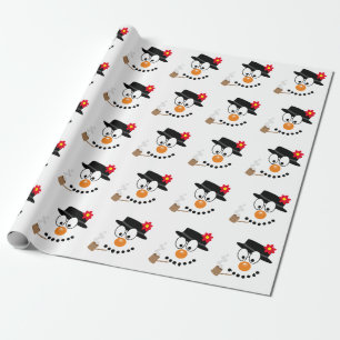Papel De Presente Cartum de Natal Snowman Fun