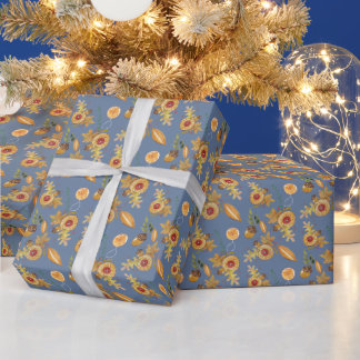 Papel De Presente Carvalho de Ação de Graças Humor de Outono Aquarel