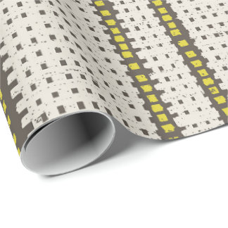 Papel De Presente Carvão Amarelo Geométrico Moderno em tricô xadrez