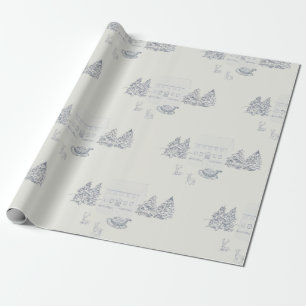 Papel De Presente Casa aconchegante de Natal na Nova Inglaterra com