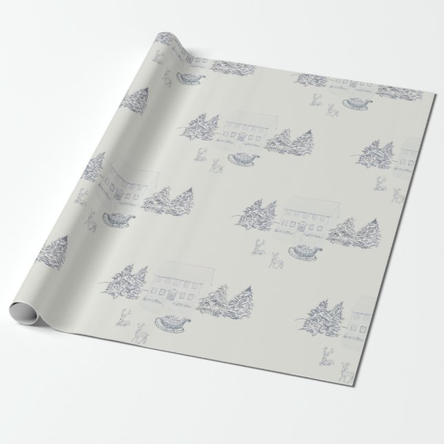 Papel De Presente Casa aconchegante de Natal na Nova Inglaterra com  (Desenrolado)
