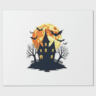 Papel De Presente Casa Assombrada com Morcegos � Camiseta Assustador