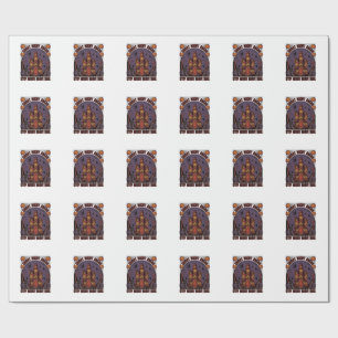 Papel De Presente Casa Assombrada Desenho de Gravura Vintage de Hall