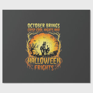 Papel De Presente Casa Assombrada Terrores de Halloween Lua Cheia Ab