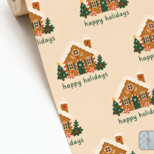 Papel De Presente Casa de Biscoito de Gengibre Caprichosa Feliz Nata