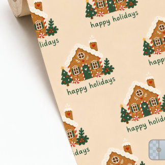 Papel De Presente Casa de Biscoito de Gengibre Caprichosa Feliz Nata