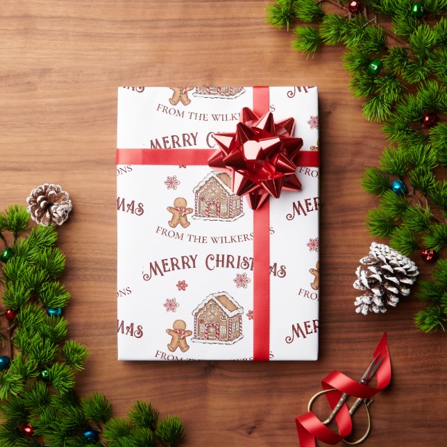 Papel De Presente Casa de Biscoito de Gengibre Natalino Fofa (Presente de Natal)