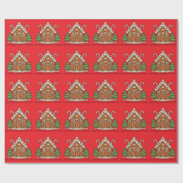 Papel De Presente Casa de Biscoito de Natal