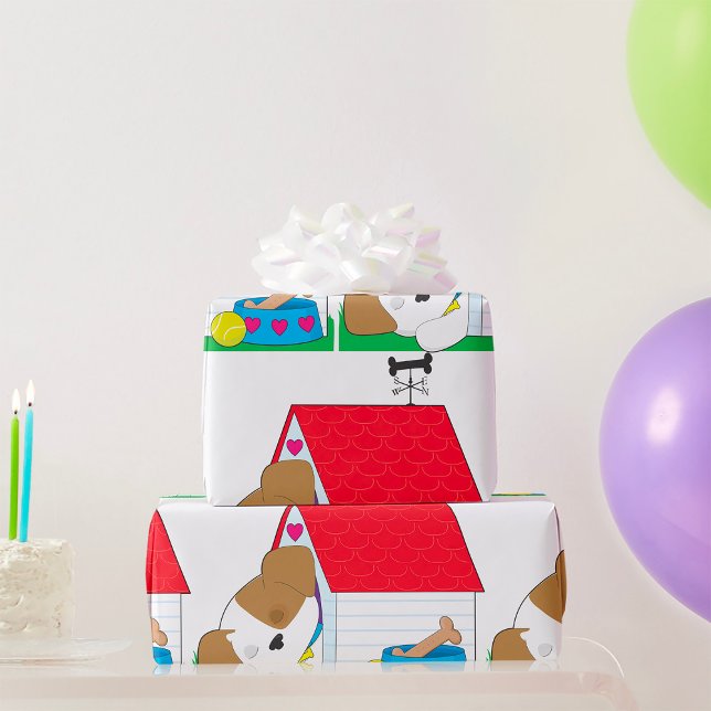 Papel De Presente Casa de Cachorro Filhote Dormindo Pet Fofo (Criador carregado)
