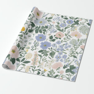 Papel De Presente Casa de Campo Flor de Campo Azul