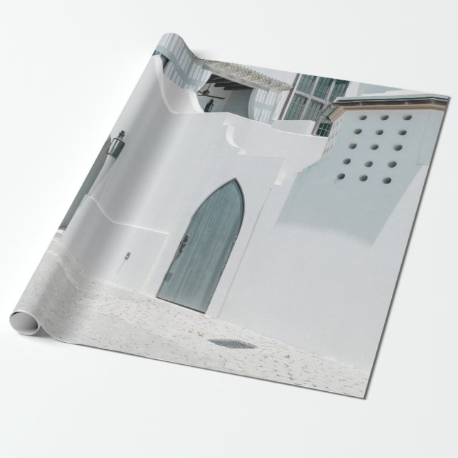Papel De Presente Casa de concreto branco (Desenrolado)