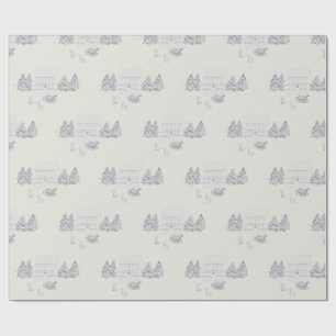 Papel De Presente Casa de Natal Aconchegante da Nova Inglaterra (Peq