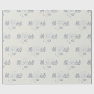 Papel De Presente Casa de Natal Aconchegante da Nova Inglaterra (Peq