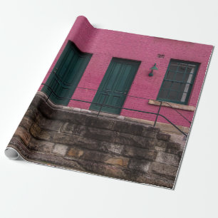 PAPEL DE PRESENTE CASA DE ROSA COM DUAS PORTAS
